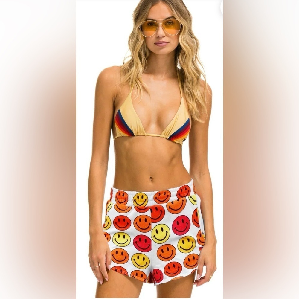 Aviator Nation White Smiley Lounger Shorts Large